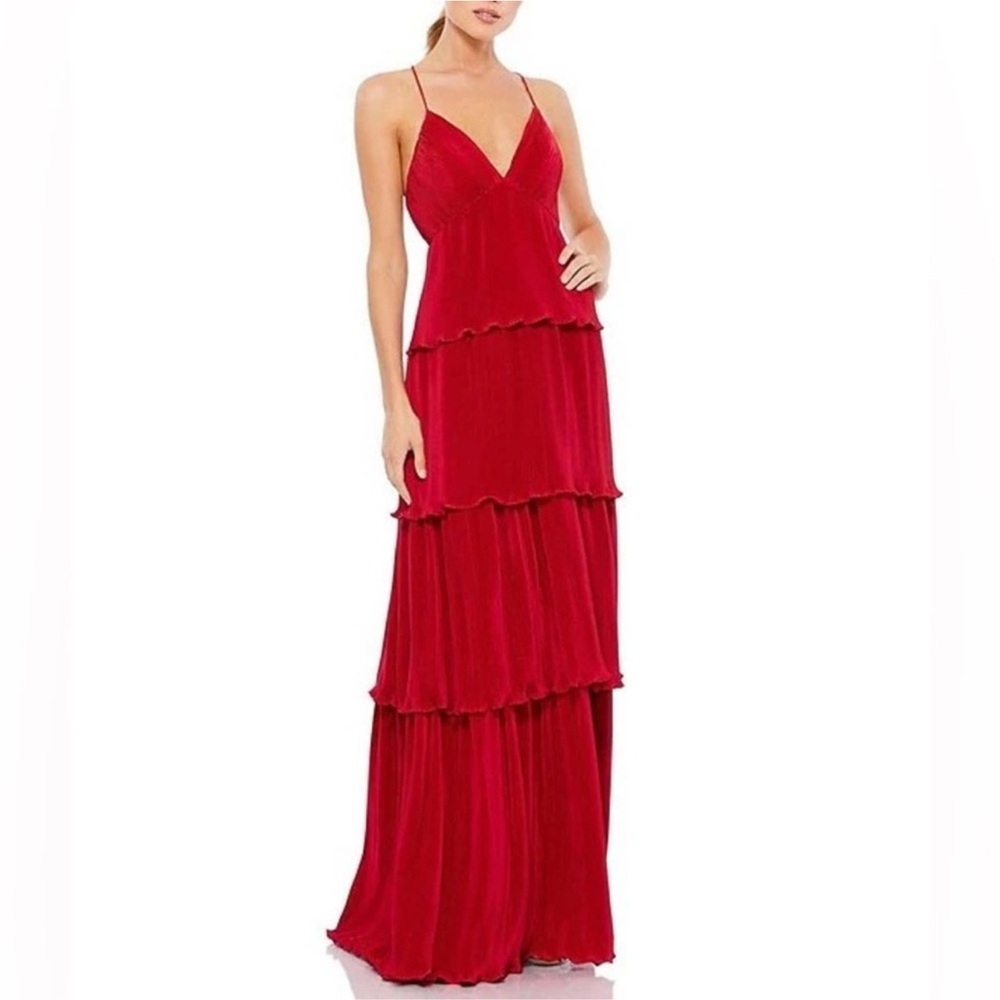 Mac Duggal Red Sleeveless Maxi Dress for Weddings